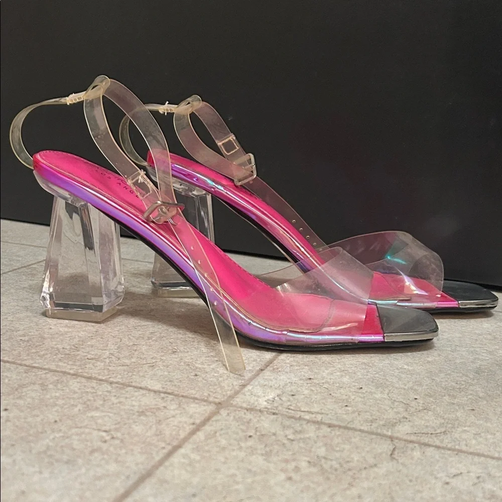 Fashion Nova Hot Pink and Clear Heels - Picture 2 of 2